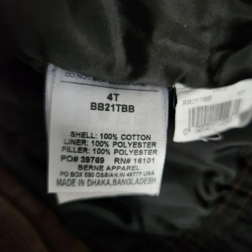 Berne Workwear 4T Brown Canvas Insulated Kids Overalls